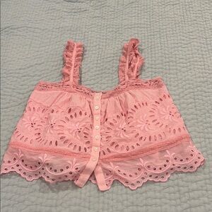LoveShackFancy Delicate Pink Lace Blouse